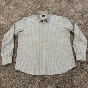 UNTUCKit Men's XL Calera Gray Green Check Button Down Casual Shirt 100% Cotton